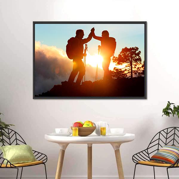 Hikers High Five Canvas Wall Art-3 Horizontal-Gallery Wrap-25" x 16"-Tiaracle