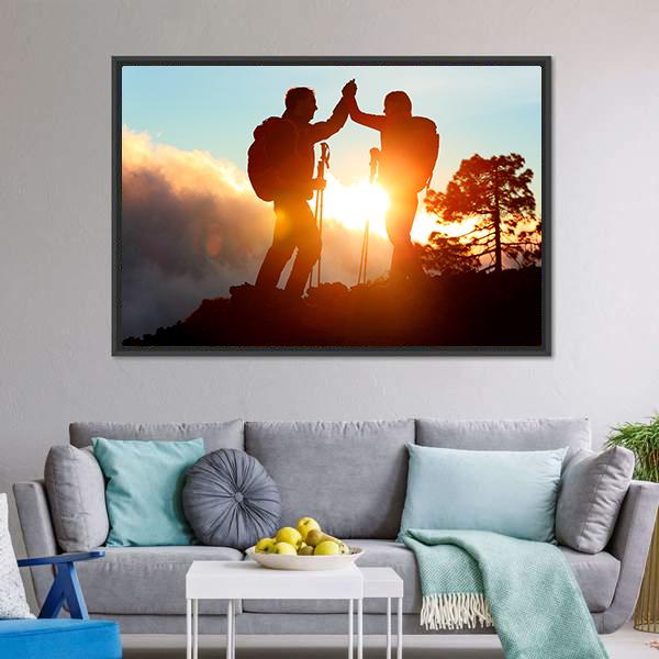 Hikers High Five Canvas Wall Art-3 Horizontal-Gallery Wrap-25" x 16"-Tiaracle