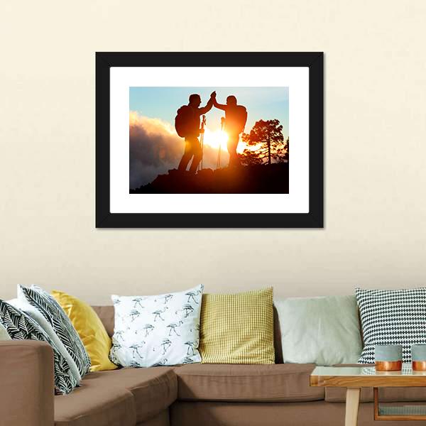 Hikers High Five Canvas Wall Art-3 Horizontal-Gallery Wrap-25" x 16"-Tiaracle