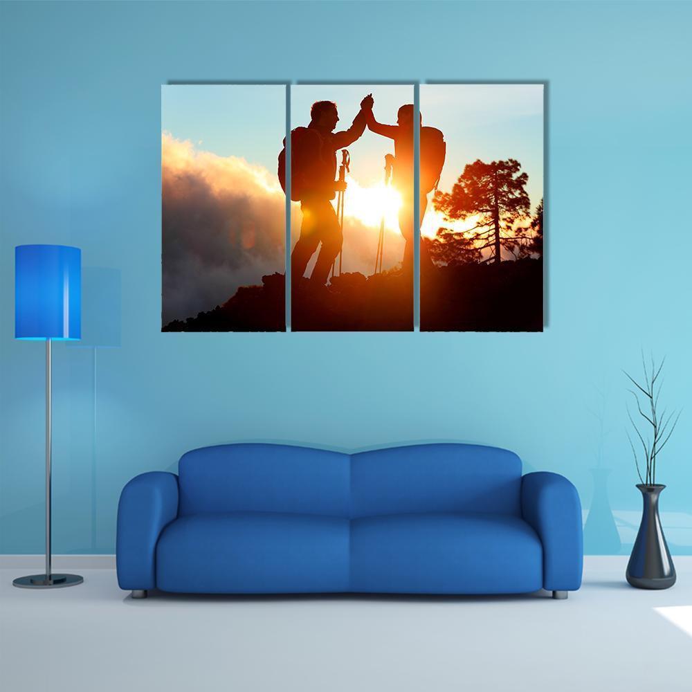 Hikers High Five Canvas Wall Art-3 Horizontal-Gallery Wrap-37" x 24"-Tiaracle