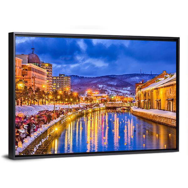 Historic Canal In Winter Japan Canvas Wall Art-3 Horizontal-Gallery Wrap-25" x 16"-Tiaracle