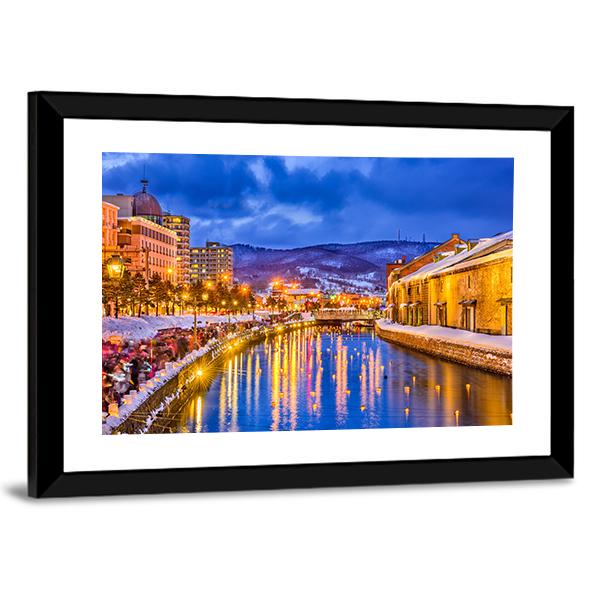 Historic Canal In Winter Japan Canvas Wall Art-3 Horizontal-Gallery Wrap-25" x 16"-Tiaracle