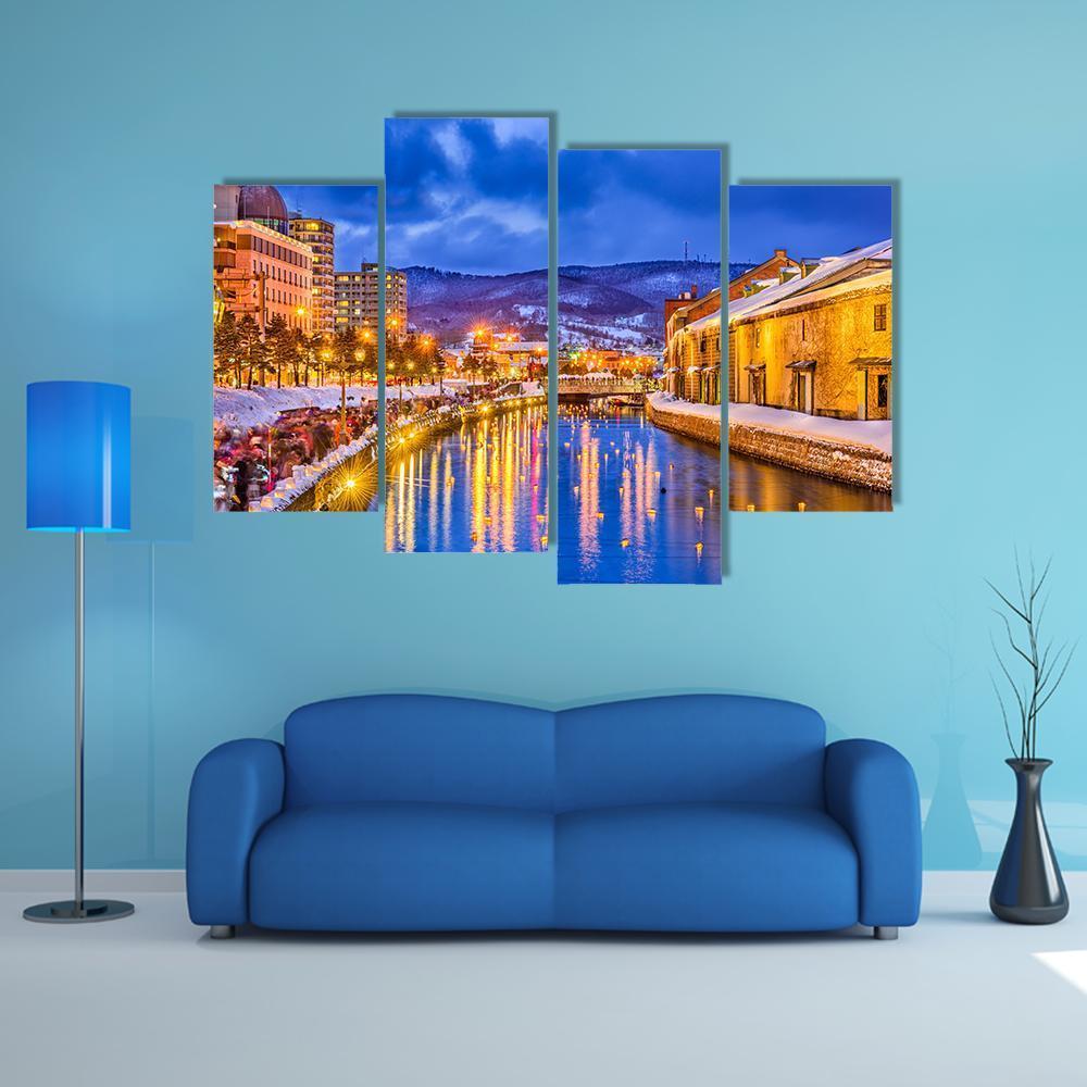 Historic Canal In Winter Japan Canvas Wall Art-4 Pop-Gallery Wrap-50" x 32"-Tiaracle