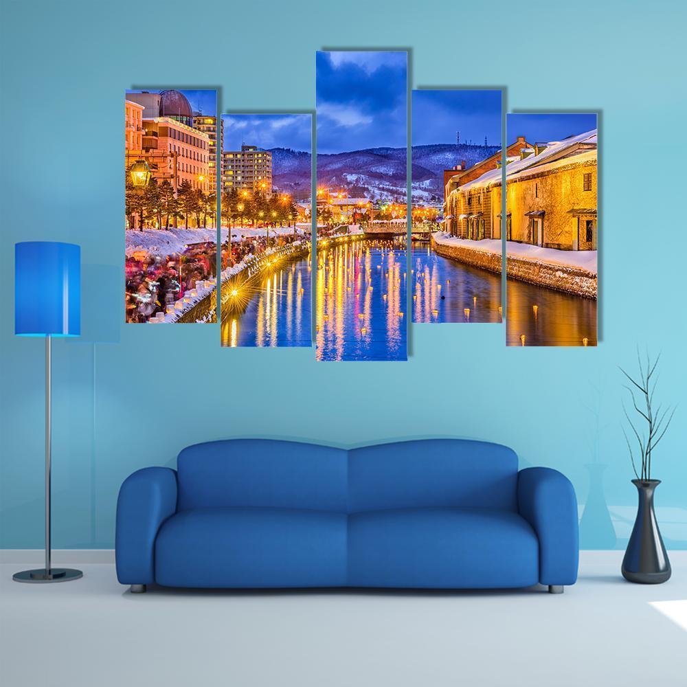 Historic Canal In Winter Japan Canvas Wall Art-5 Pop-Gallery Wrap-47" x 32"-Tiaracle