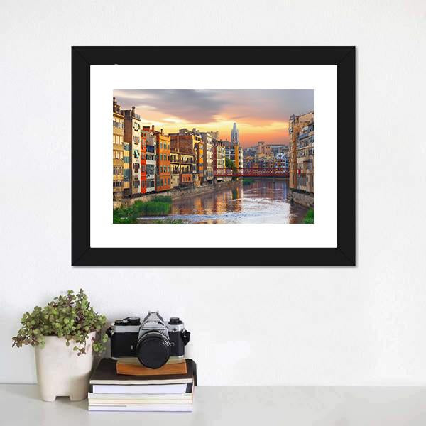 Historical Jewish Quarter In Girona Canvas Wall Art-3 Horizontal-Gallery Wrap-25" x 16"-Tiaracle