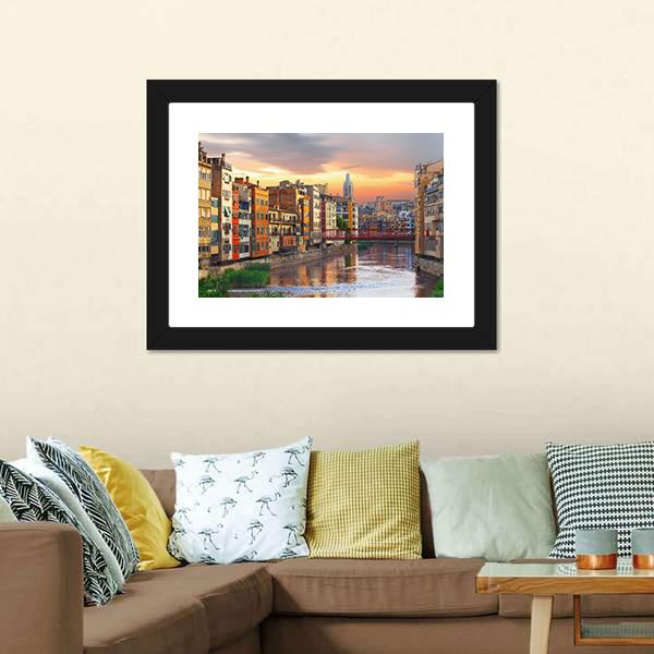 Historical Jewish Quarter In Girona Canvas Wall Art-1 Piece-Framed Print-20" x 16"-Tiaracle