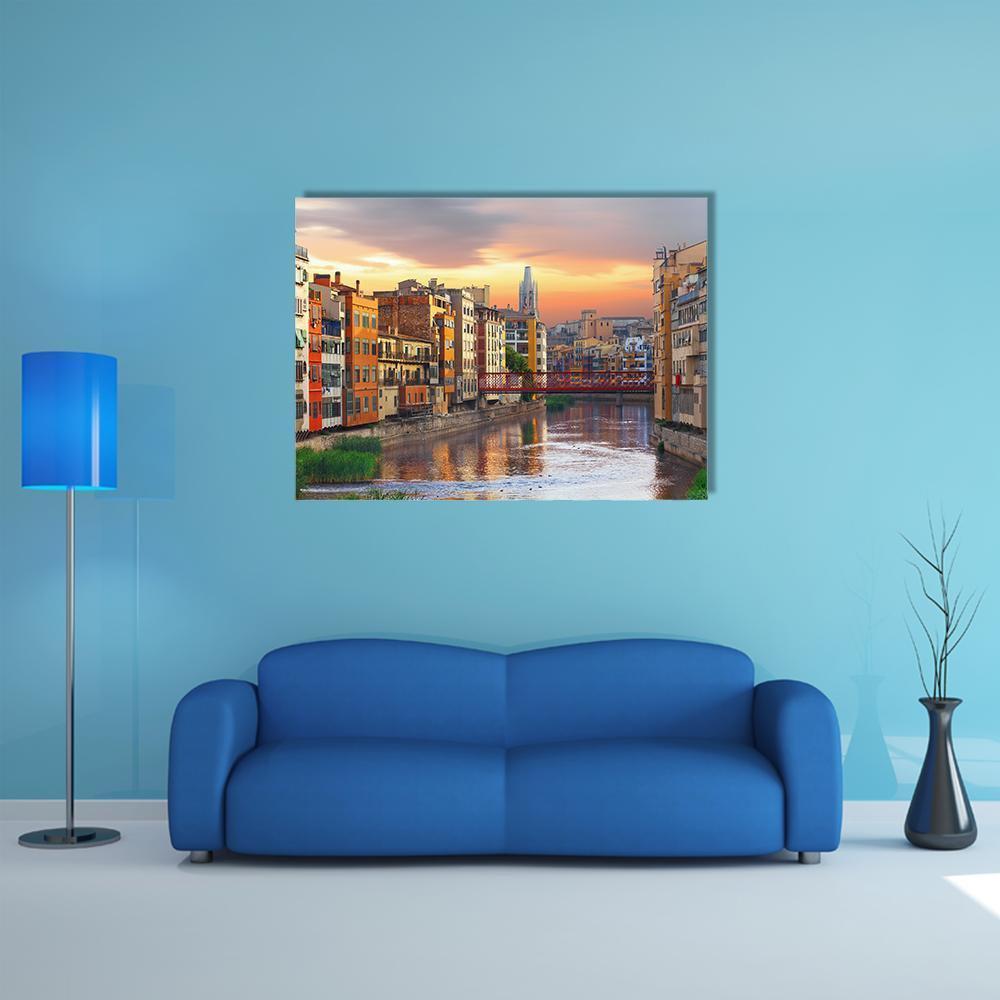 Historical Jewish Quarter In Girona Canvas Wall Art-1 Piece-Gallery Wrap-48" x 32"-Tiaracle