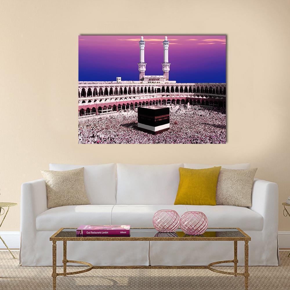 Holy Kaaba At Twilight Canvas Wall Art-1 Piece-Gallery Wrap-48" x 32"-Tiaracle