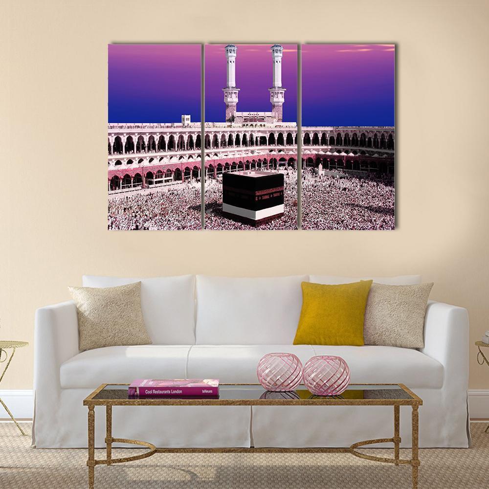 Holy Kaaba At Twilight Canvas Wall Art-3 Horizontal-Gallery Wrap-37" x 24"-Tiaracle