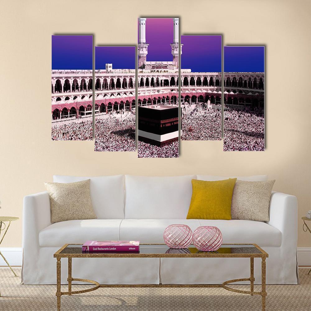 Holy Kaaba At Twilight Canvas Wall Art-5 Pop-Gallery Wrap-47" x 32"-Tiaracle