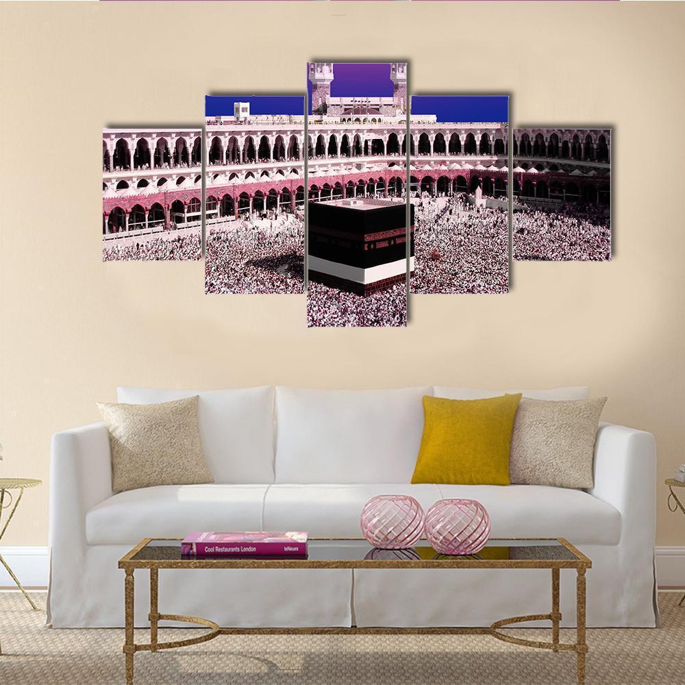 Holy Kaaba At Twilight Canvas Wall Art-5 Star-Gallery Wrap-62" x 32"-Tiaracle