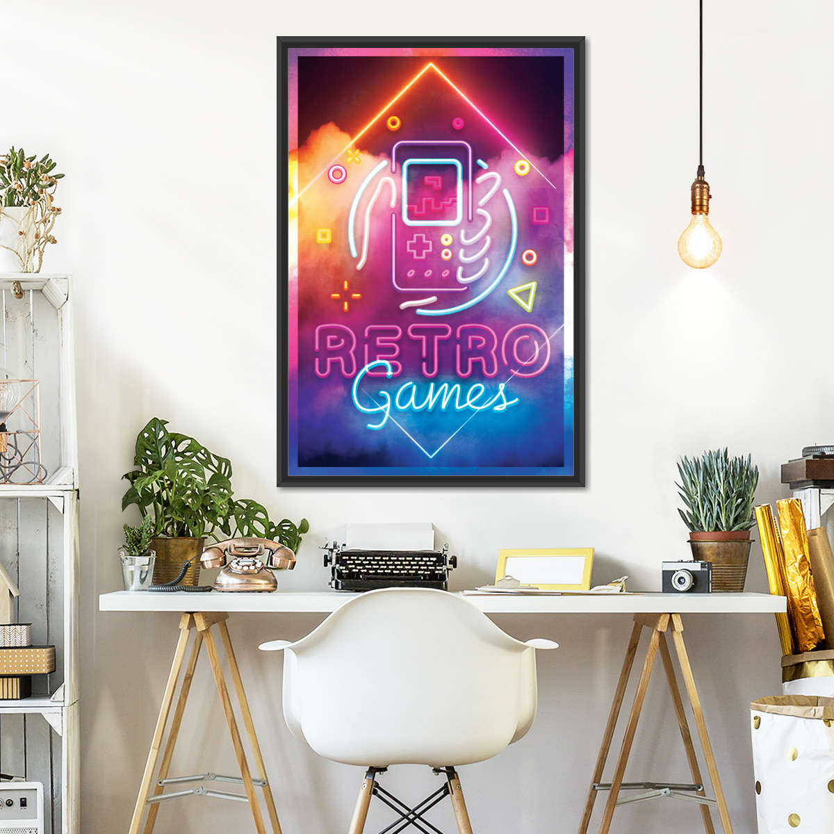 ریٹرو گیمز نیین لائٹ وال آرٹ