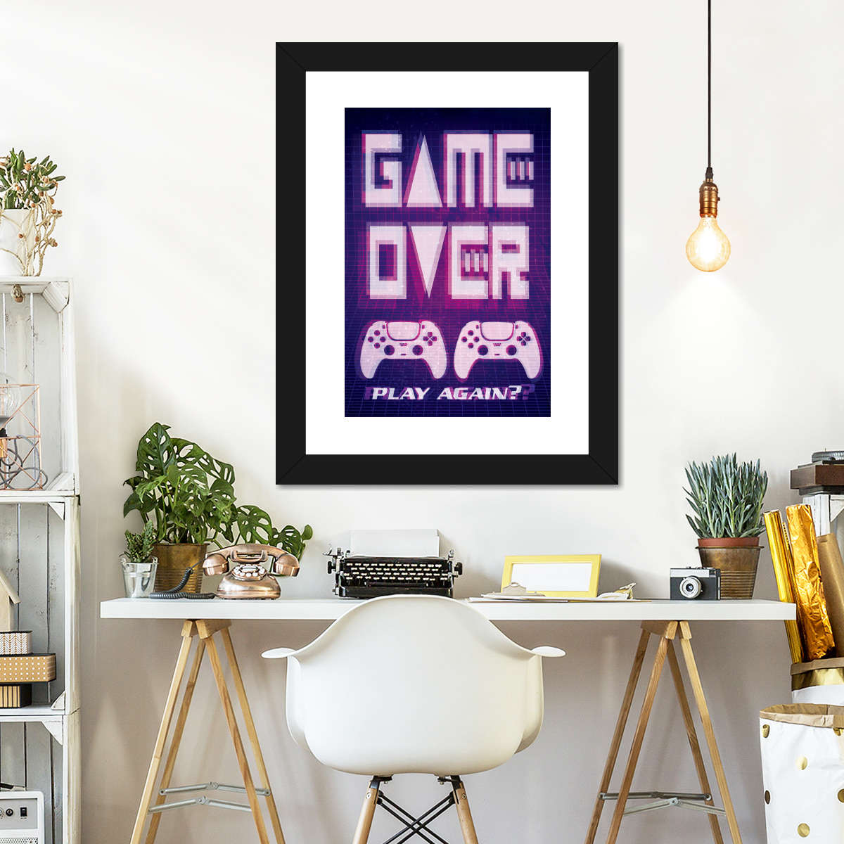 Game Over Play Again Sign Sign Wall Art