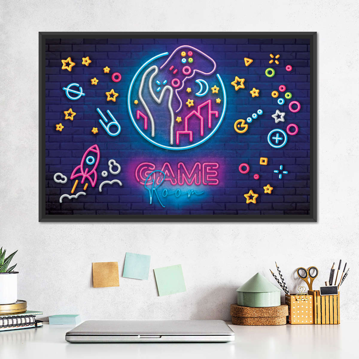 Spielzimmer Neonsymbole Wandkunst