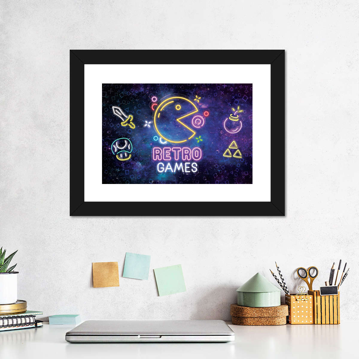 Neon -Retro -Spiele Wandkunst