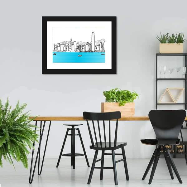 Hon Kong Skyline Canvas Wall Art-3 Horizontal-Gallery Wrap-25" x 16"-Tiaracle