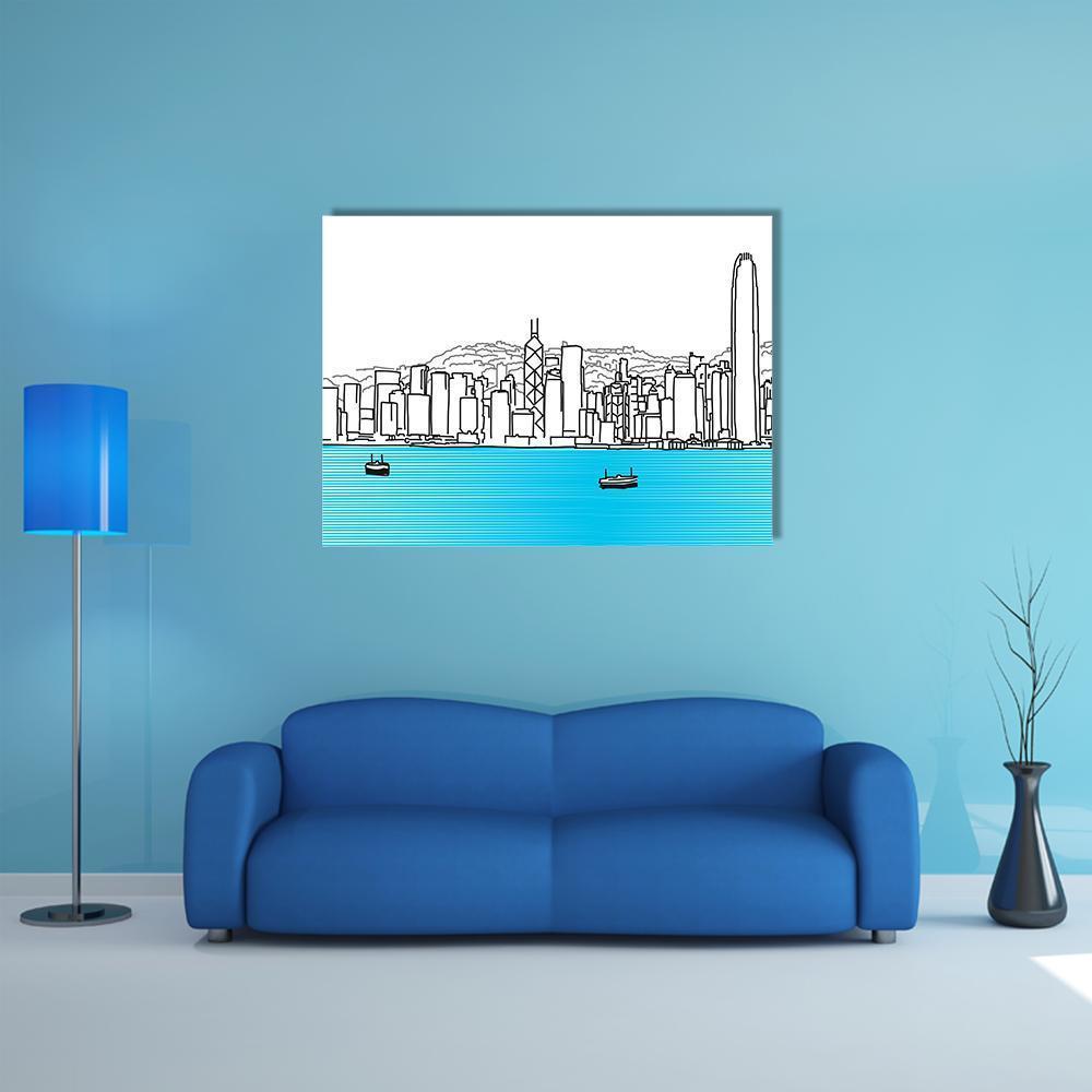 Hon Kong Skyline Canvas Wall Art-1 Piece-Gallery Wrap-48" x 32"-Tiaracle