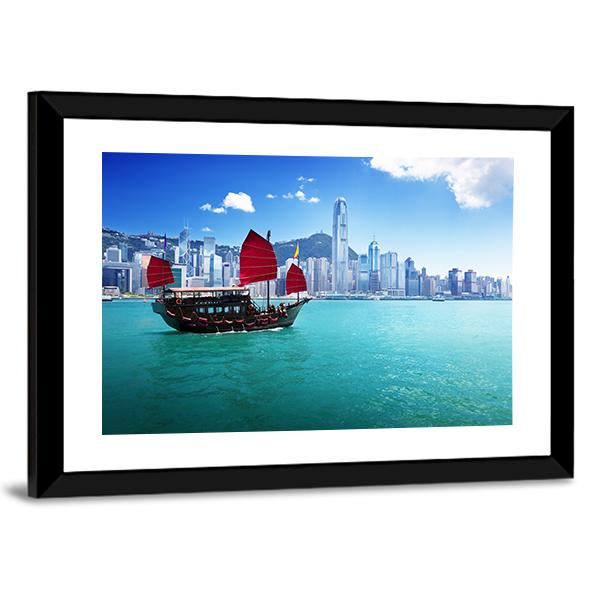 Hong Kong Harbour Canvas Wall Art-3 Horizontal-Gallery Wrap-25" x 16"-Tiaracle