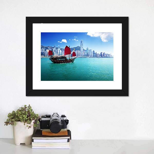 Hong Kong Harbour Canvas Wall Art-1 Piece-Framed Print-20" x 16"-Tiaracle