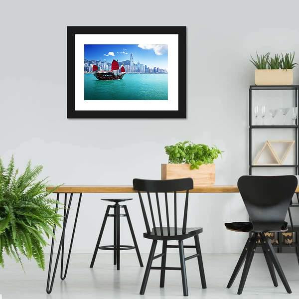 Hong Kong Harbour Canvas Wall Art-3 Horizontal-Gallery Wrap-25" x 16"-Tiaracle