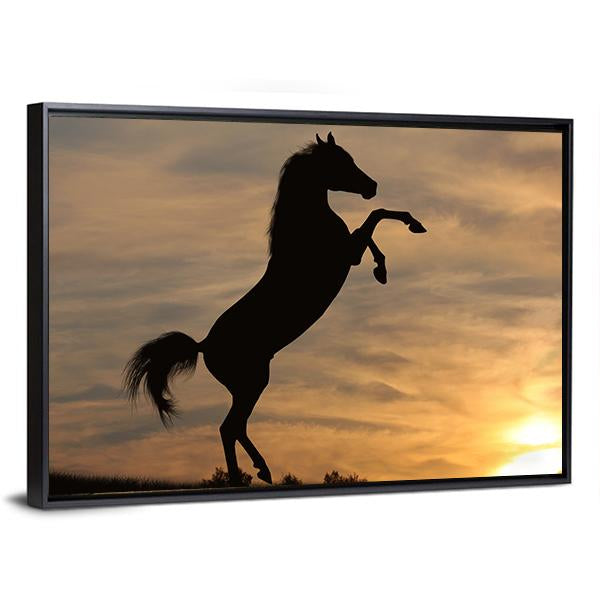 Horse In Sunset Canvas Wall Art-3 Horizontal-Gallery Wrap-25" x 16"-Tiaracle