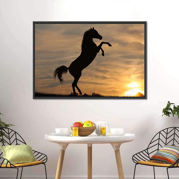 Horse In Sunset Canvas Wall Art-3 Horizontal-Gallery Wrap-25" x 16"-Tiaracle