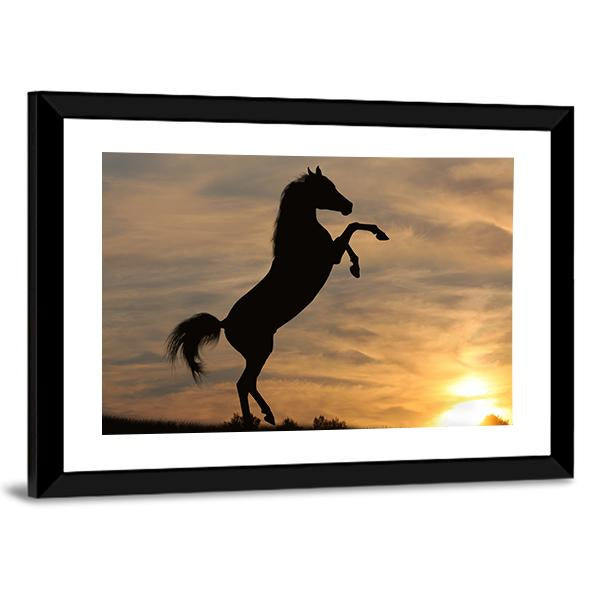 Horse In Sunset Canvas Wall Art-3 Horizontal-Gallery Wrap-25" x 16"-Tiaracle