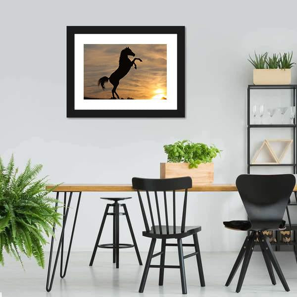 Horse In Sunset Canvas Wall Art-3 Horizontal-Gallery Wrap-25" x 16"-Tiaracle