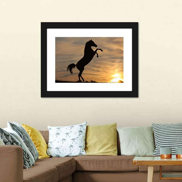 Horse In Sunset Canvas Wall Art-3 Horizontal-Gallery Wrap-25" x 16"-Tiaracle