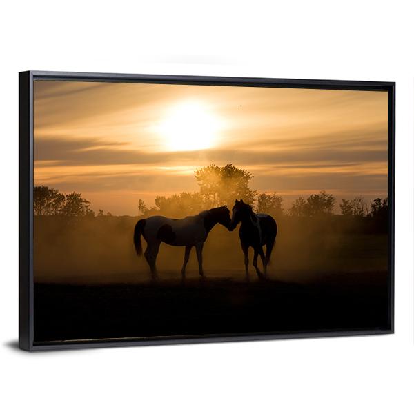 Horses In Love Canvas Wall Art-3 Horizontal-Gallery Wrap-25" x 16"-Tiaracle