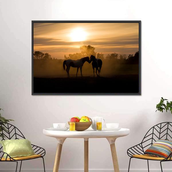 Horses In Love Canvas Wall Art-3 Horizontal-Gallery Wrap-25" x 16"-Tiaracle