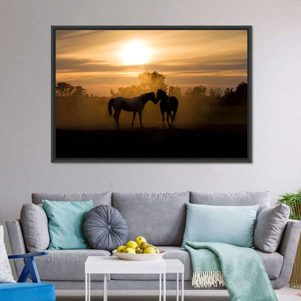 Horses In Love Canvas Wall Art-3 Horizontal-Gallery Wrap-25" x 16"-Tiaracle