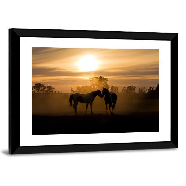 Horses In Love Canvas Wall Art-3 Horizontal-Gallery Wrap-25" x 16"-Tiaracle