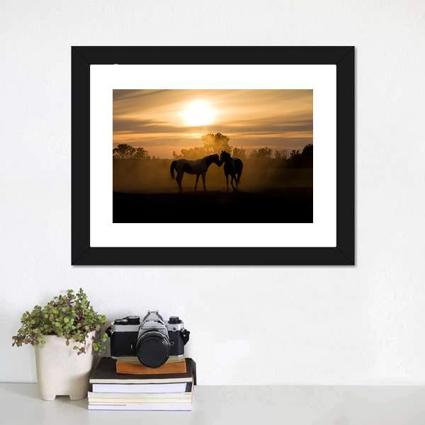 Horses In Love Canvas Wall Art-1 Piece-Framed Print-20" x 16"-Tiaracle