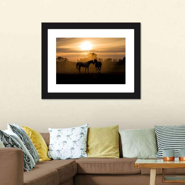 Horses In Love Canvas Wall Art-3 Horizontal-Gallery Wrap-25" x 16"-Tiaracle