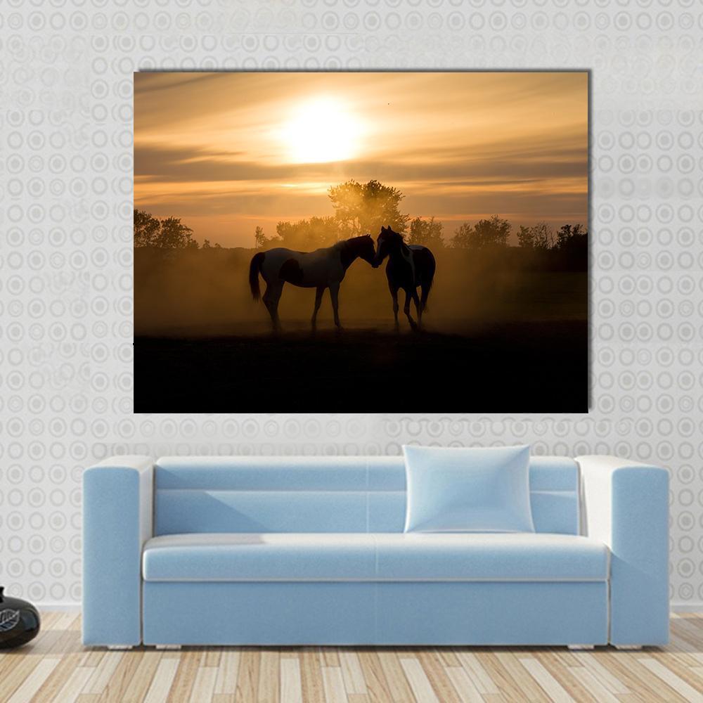 Horses In Love Canvas Wall Art-1 Piece-Gallery Wrap-48" x 32"-Tiaracle