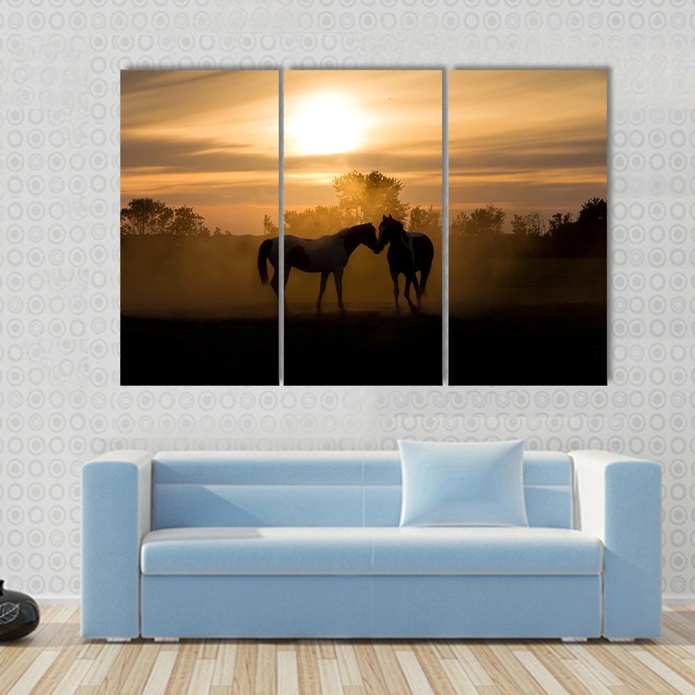 Horses In Love Canvas Wall Art-3 Horizontal-Gallery Wrap-37" x 24"-Tiaracle