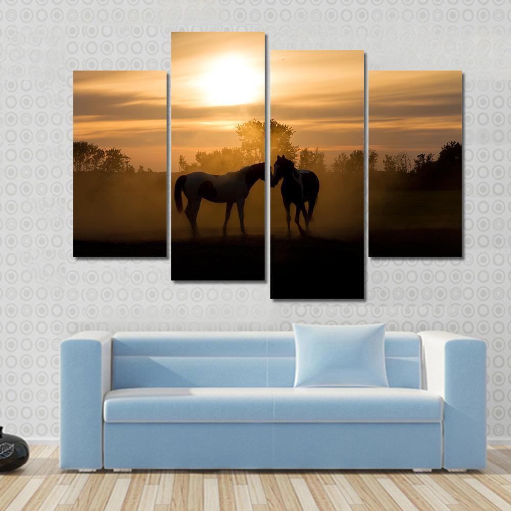 Horses In Love Canvas Wall Art-4 Pop-Gallery Wrap-50" x 32"-Tiaracle