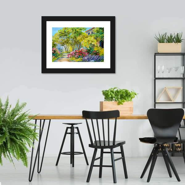 House In Summer Forest Canvas Wall Art-3 Horizontal-Gallery Wrap-25" x 16"-Tiaracle