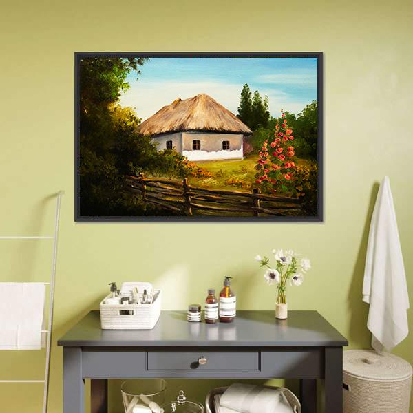 House In The Forest Canvas Wall Art-1 Piece-Floating Frame-24" x 16"-Tiaracle