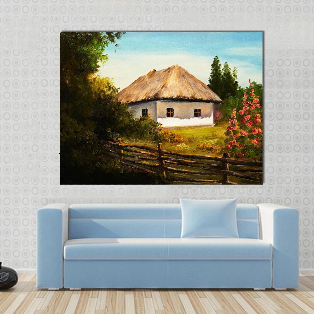 House In The Forest Canvas Wall Art-1 Piece-Gallery Wrap-48" x 32"-Tiaracle