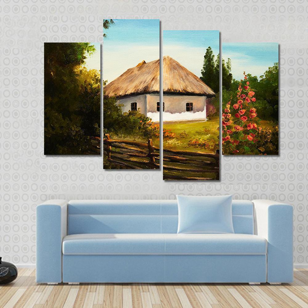 House In The Forest Canvas Wall Art-4 Pop-Gallery Wrap-50" x 32"-Tiaracle