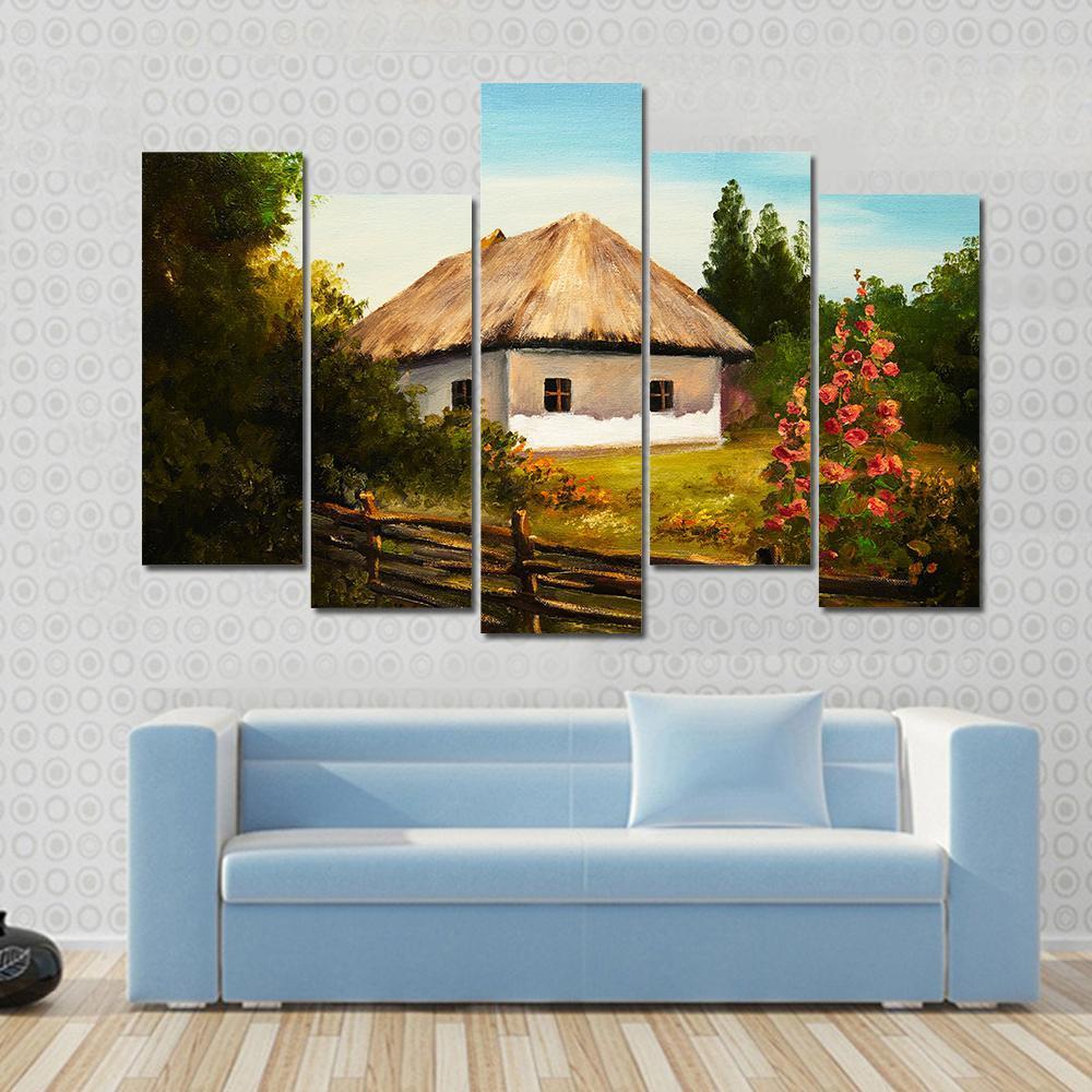 House In The Forest Canvas Wall Art-5 Pop-Gallery Wrap-47" x 32"-Tiaracle