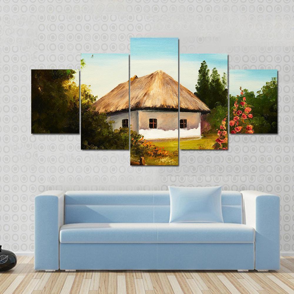 House In The Forest Canvas Wall Art-5 Star-Gallery Wrap-62" x 32"-Tiaracle