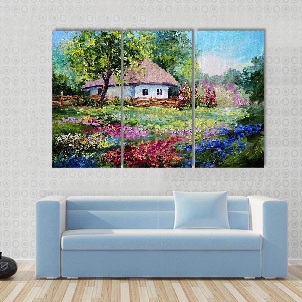 House In Village Canvas Wall Art-3 Horizontal-Gallery Wrap-37" x 24"-Tiaracle