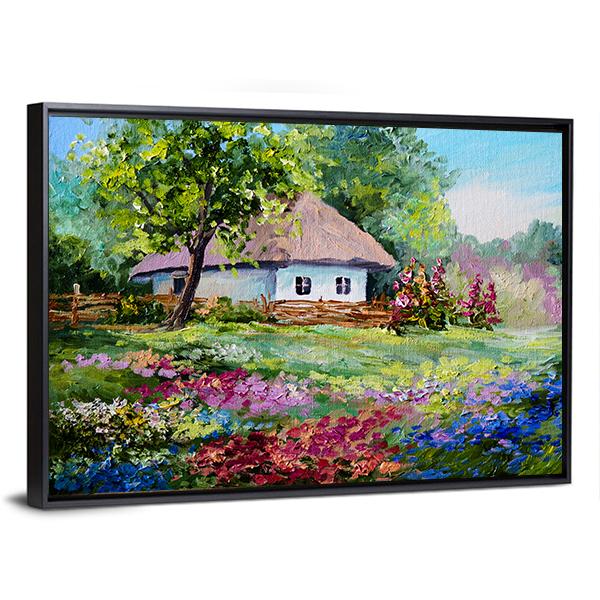 House In Village Canvas Wall Art-3 Horizontal-Gallery Wrap-25" x 16"-Tiaracle