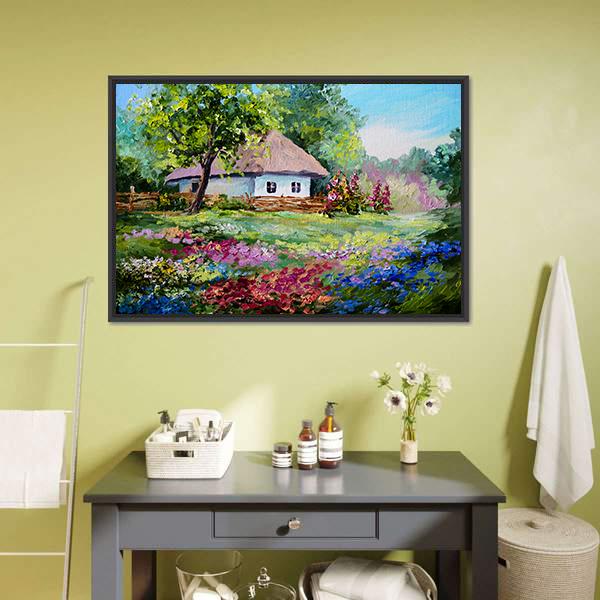 House In Village Canvas Wall Art-3 Horizontal-Gallery Wrap-25" x 16"-Tiaracle