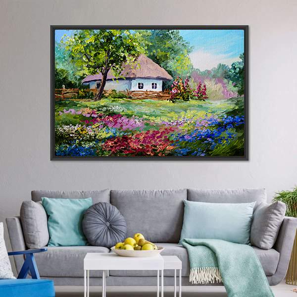 House In Village Canvas Wall Art-3 Horizontal-Gallery Wrap-25" x 16"-Tiaracle