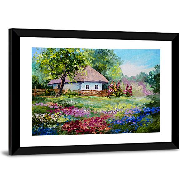 House In Village Canvas Wall Art-3 Horizontal-Gallery Wrap-25" x 16"-Tiaracle