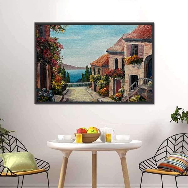 House Near The Sea Europe Canvas Wall Art-3 Horizontal-Gallery Wrap-25" x 16"-Tiaracle